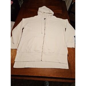 Aerie Women's Large Zip Up Long Sleeve With Pockets White Drawstring Hoodie(A749